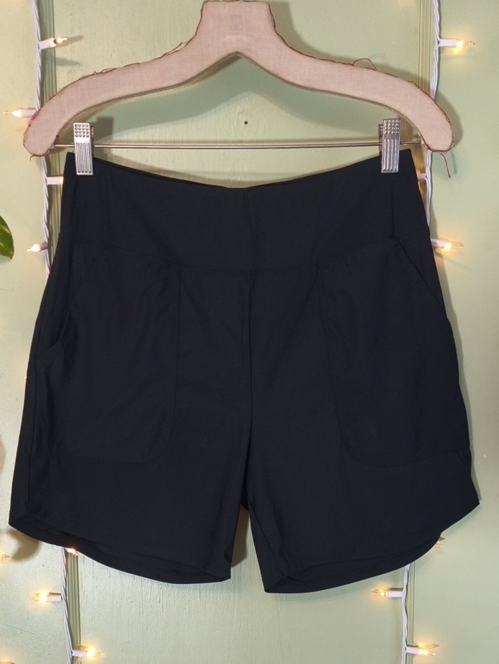 Women's Baleaf Swimsuit Lined Black Deep Pocket Athletic Shorts M